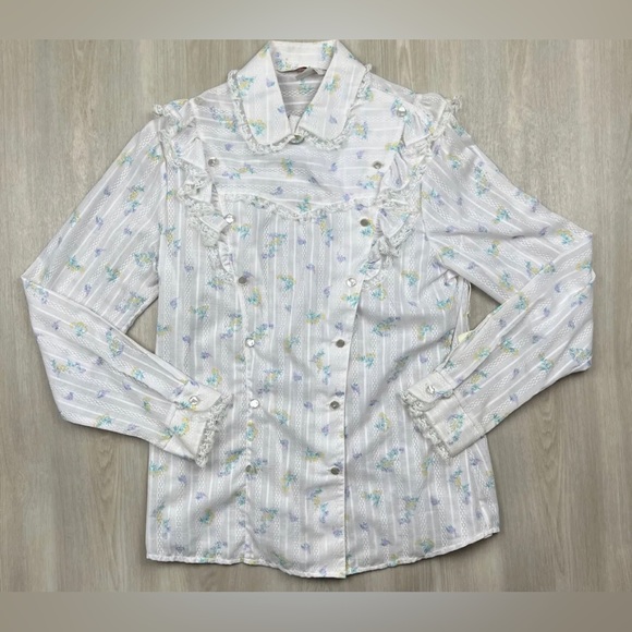 Vintage Stage West by Prior Pearl Lace Button Up Scully Sz 38 Made in USA NWT - Picture 8 of 11
